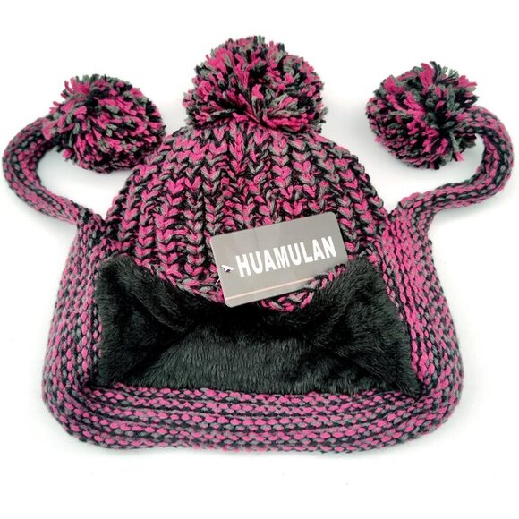 Women Rose Red Winter Peruvian Cover Ears Beanie Hat Ear Flaps Sherpa Ski Snow main image 8